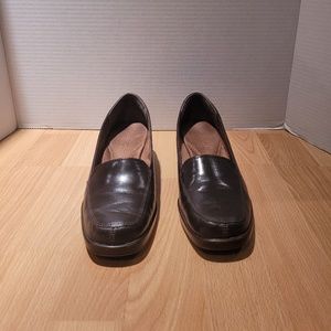 Aerosoles Final Exam Brown Leather Slip-on Wedge Loafers, Size 6.5